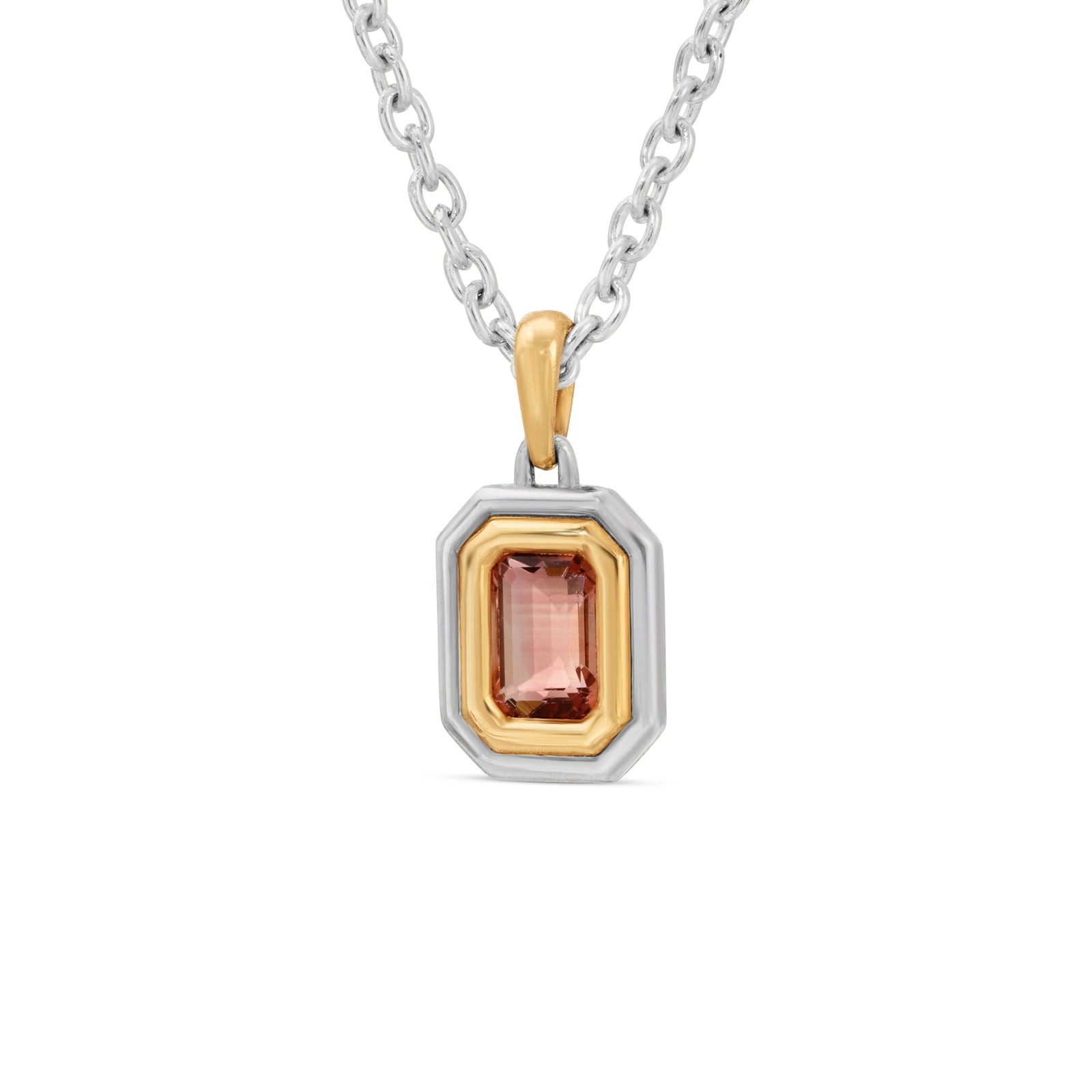 MAOR Equinox pink tourmaline pendant mixed metal necklace
