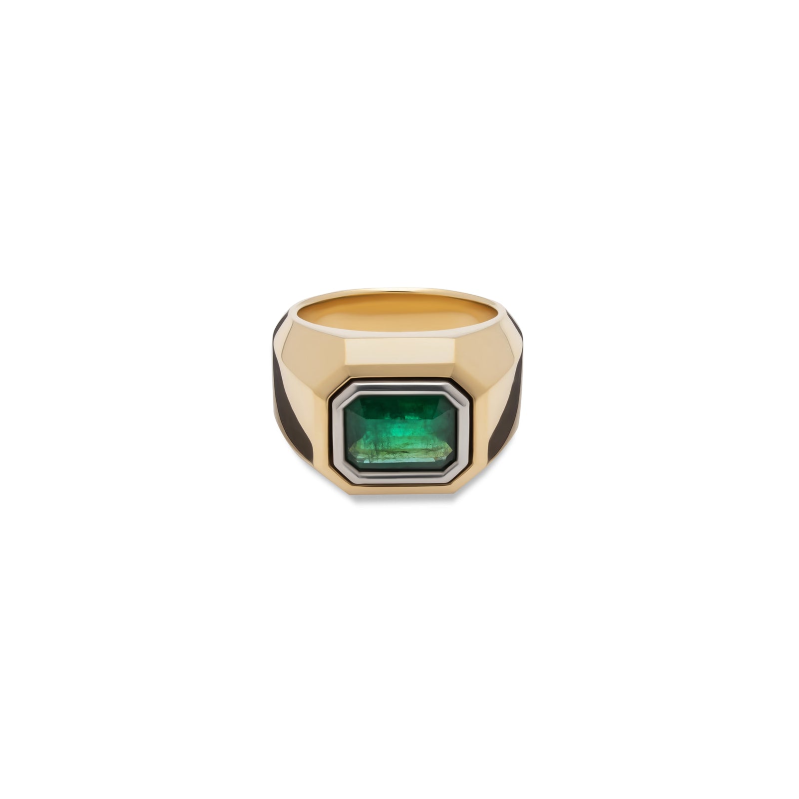 Solitaire Ring | Emerald | Mixed Metals