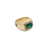 Solitaire Rectangle Ring | Emerald | Mixed Metals