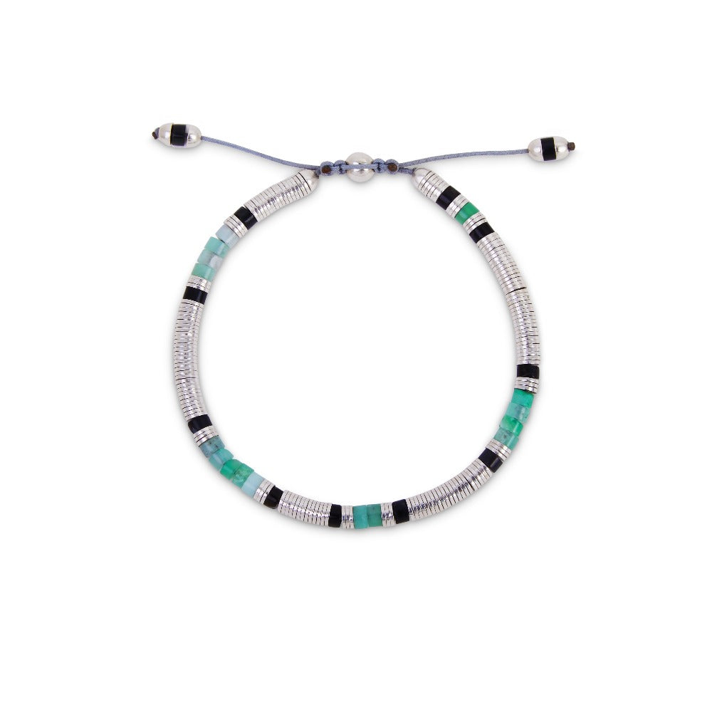 MAOR M.Cohen sterling silver washer and chrysoprase bracelet