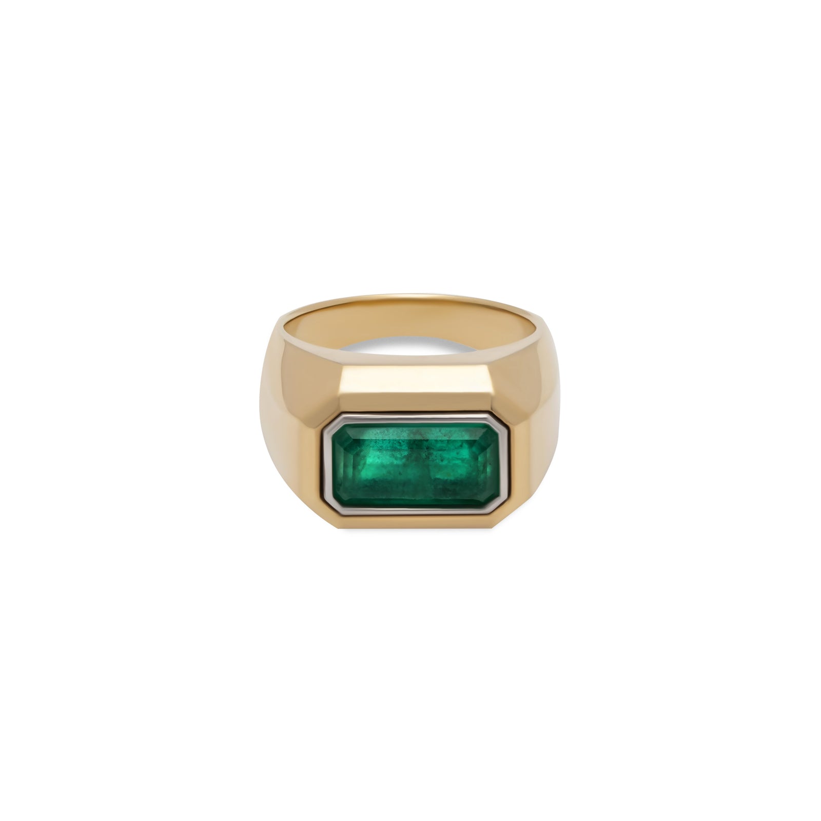 Solitaire Ring | Emerald | Smaller Scale | Mixed Metals