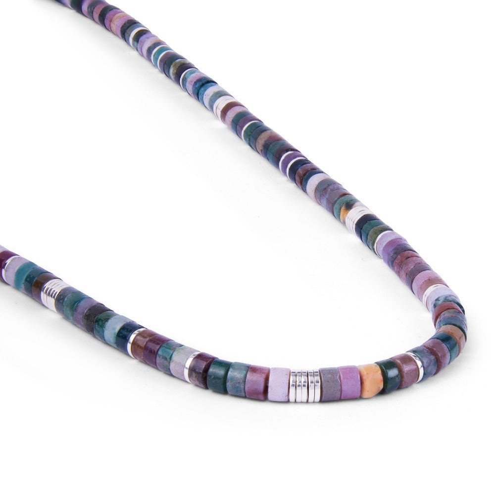MAOR Tucson India agate and sterling silver bead necklace