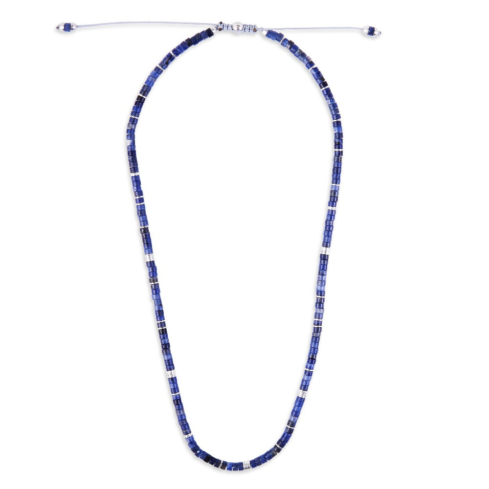 MAOR Tucson lapis and sterling silver bead necklace