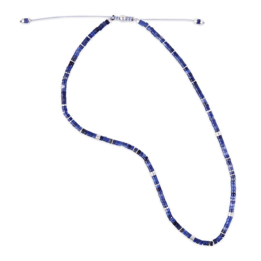 MAOR Tucson lapis and sterling silver bead necklace