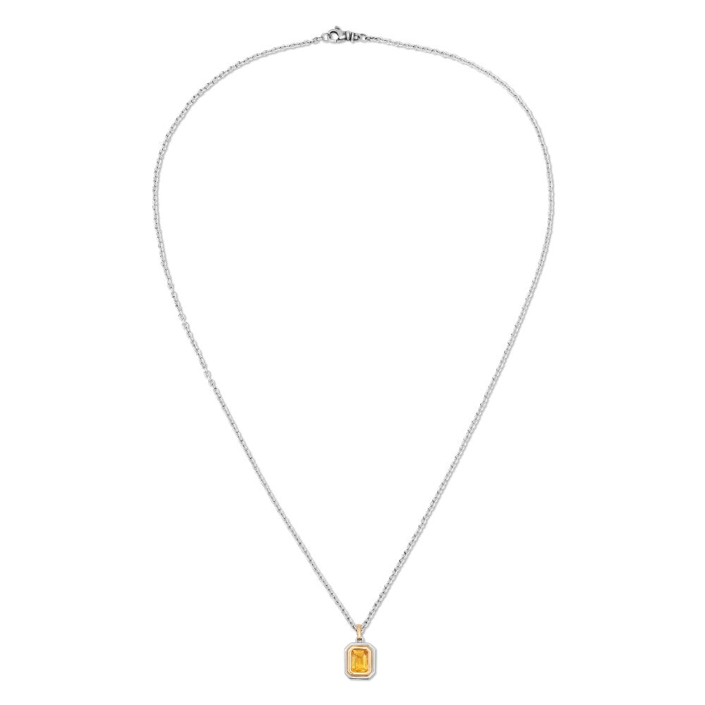 MAOR Equinox Citrine pendant mixed metal necklace