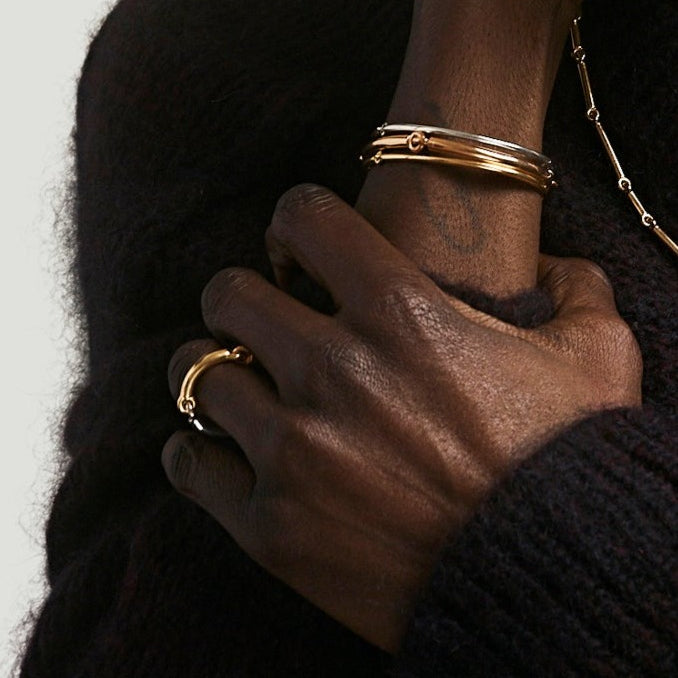 Two Tone Equinox Ring Yellow Gold White Gold- MAOR